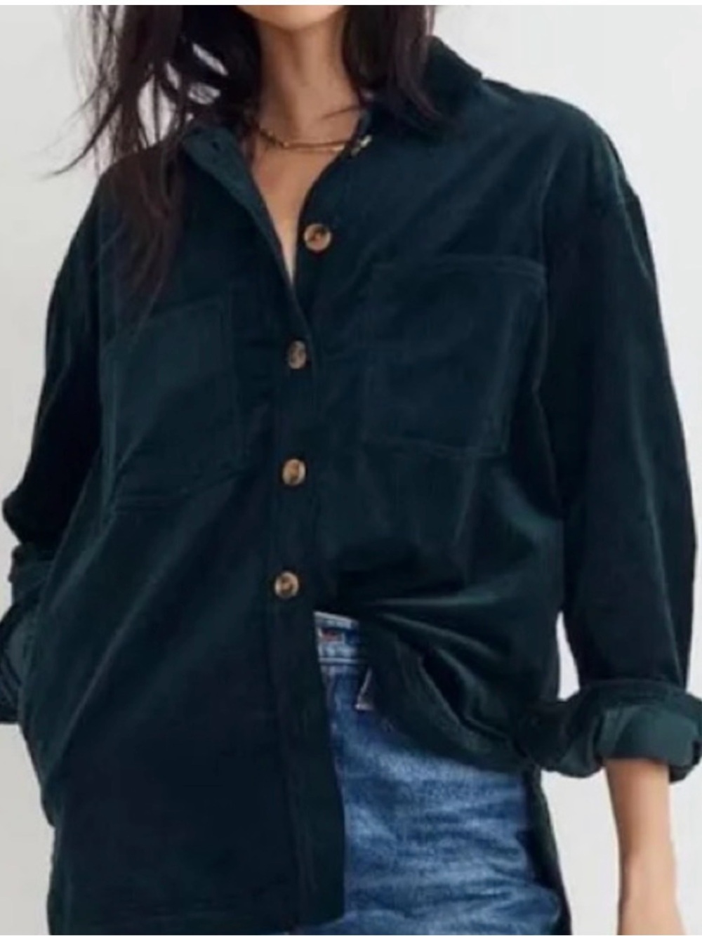 Madewell Medium Women's Dark Green Corduroy Button-Up Jacket